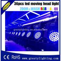 GRESTY 36PCS 18W RGBWAUV 6-in-1 high power zoom wash moving head light